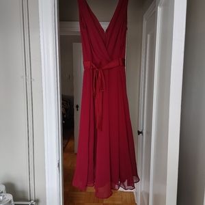 Burgundy Chaps Ralph Lauren Surplice Empire Dress